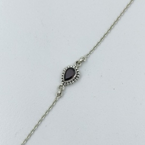Bracelet rond en grenat, argent sterling 925, fait main, bijou de promesse pour femme, cadeau pour elle, bijou pierre de naissance de décembre - Product Image 1