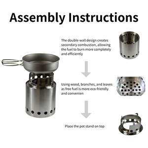 Estufa Portátil de Leña de Acero Inoxidable 304, Sin Humo, Combustión Secundaria, para Acampar, Cocinar al Aire Libre, Senderismo, Utensilios de Cocina - Product Image 3