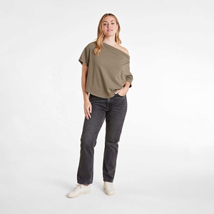 Verano nuevo superventas Top Sexy fuera del hombro suelta ajuste malla ombligo camiseta para mujeres transpirable Casual logotipo personalizado camiseta - Product Image 6