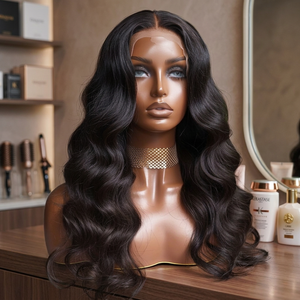 Full Lace <b>Wig</b> <b>Long</b> Natural Black Peruvian Virgin Hair Swiss Lace Transparent Lace With Baby Hair Average Size - Product Image 4