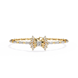 Pulsera de Diamantes con Corte Princesa Cultivados en Laboratorio en Oro Amarillo de 14K |   Centro de Información Halo |   Joyería de Diamantes de Diseño para Novias - Product Image 2