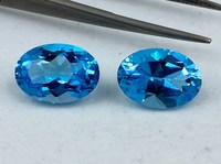 Topaze bleue naturelle, taille ovale facettée, pierres précieuses en vrac, tailles assorties 4x3mm-18x13mm, calibrées, jeu de couleurs excellent, qualité rare, troisième catégorie