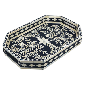 Bandeja de servir india hecha a mano con incrustaciones de hueso para té y café, bandeja decorativa de madera para la sala de estar - Product Image 2