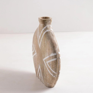 Vase à fleurs en bois sculpté artisanal pour la décoration de la maison, pot décoratif en bois de manguier pour centre de table artistique - Product Image 3