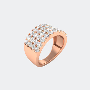 2.05CTW Round Cut Pave Set Triple Row <b>Statement</b> <b>Ring</b> - Product Image 6