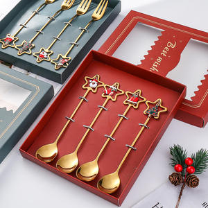 Christmas Gift 4PCS Stainless Steel Teaspoon Set Decorative Handle Tea <b>Coffee</b> <b>Spoons</b> with Gift Box - Product Image 2