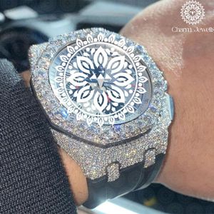 Montre de luxe Charm Jewells en acier inoxydable, boîtier carré de 40 mm, cadran analogique, cristal saphir, bracelet en caoutchouc, mouvement mécanique unisexe - Product Image 3