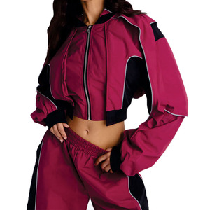 <b>Women</b> Windbreaker Baggy Tracksuit Lightweight Sportswear Jogger Cropped <b>Jacket</b> And Wide Leg Pants Outdoor Running Training Suit - Product Image 4