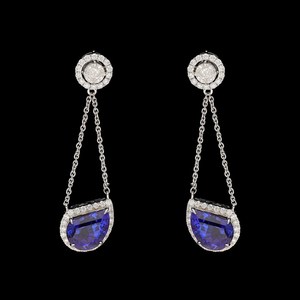 Fancy Cut Tanzanite <b>Stud</b> Earrings Gold Plated Luxury Jewelry Women's Elegant Party Bridal Gift IGI Certified Handmade - Product Image 2