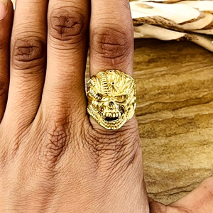 Hip Hop Latest Design Gothic <b>Skull</b> <b>Ring</b> Punk Brass Jewelry for Men 18k Gold Plated Biker <b>Ring</b> for Wholesale/OEM/ODM - Product Image 3