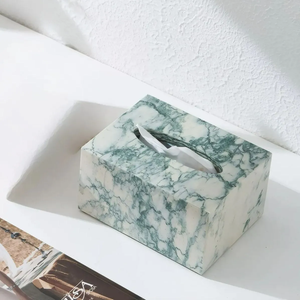 White Marble Classic Tissue Box Grey Veins-Rectangular Luxury Waterproof Eco-Friendly Tissue Holder <b>for</b> Home Hotel Table Use - Product Image 5