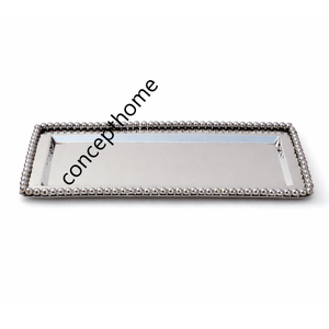 Bandeja Decorativa Rectangular de Metal Plateado, Ecológica, Hecha a Mano, para Comida, Bebidas y Desayuno, Apta para Lavavajillas, Duradera - Product Image 5