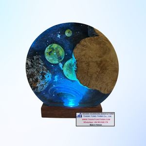 Round Epoxy Resin Art Table With <b>Space</b> Theme Hand-Painted Design For Home Decoration Made In Vietnam - Product Image 2