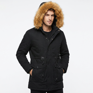 Veste matelassée à capuche pour homme, hiver, doublure épaisse en polyester, fermeture éclair, manches longues, style décontracté, noire, respirante à l'avant - Product Image 3