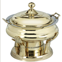 Recipiente para Calentar Comida de Lujo, Estilo Antiguo, en Latón Dorado, con Inserto de Acero Inoxidable, Capacidad de 6L, Acabado Espejo de Alto Brillo, Superventas