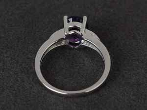 Anillo de Amatista Morada, Anillo de Piedra Preciosa, Anillo de Compromiso de Amatista con Corte Ovalado, Plata de Ley, Joyería de Piedra de Nacimiento de Febrero - Product Image 3
