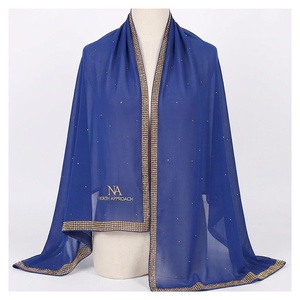 NORTH APPROACH Women's Blue Chiffon Scarf Embroidered Elegant Multi-Functional Fashion Accessory All Seasons - Product Image 1