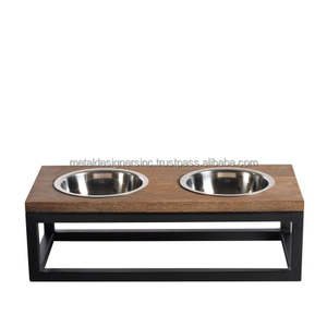 Stainless Steel <b>Bowls</b> <b>Pet</b> <b>Feeder</b> With Wooden Stand - Product Image 1