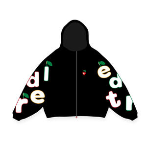 Sweat-shirts à capuche zippés pour hommes, design personnalisé, bords bruts, broderie vieillie, impression en relief, 100% coton molletonné, coupe oversize, respirants - Product Image 1