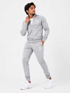 Conjunto Deportivo Gris para Hombre, Chaqueta Deportiva con Cierre Completo y Pantalones Jogger, Logotipo Personalizado, Ropa Deportiva para Gimnasio - Product Image 6