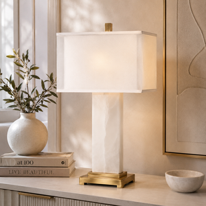 Modern <b>Marble</b> Accent Lamp Featuring Structured Geometric Form Warm Ambient Glow And Premium Decorative Styling - Product Image 1