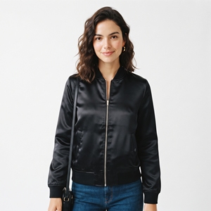 Wholesale <b>Women</b> <b>Bomber</b> <b>Jackets</b> Custom Design <b>Lightweight</b> <b>Bomber</b> Zip Up <b>Jacket</b> Manufacturer Crewneck Black <b>Bomber</b> <b>Jackets</b> - Product Image 1