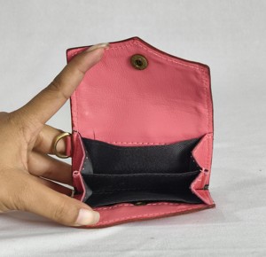 New Pink Diamond Embroidered Handmade Genuine Leather Mini Coin Purse Wrist Strap Snap Button Closure <b>Cute</b> Compact Design <b>Wallet</b> - Product Image 5