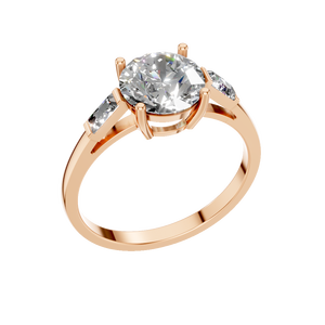 Anillo de Compromiso de Plata de Ley 925 con Baño de Rodio, Corte Brillante de Lujo, con Moissanita Engastada en Puntas, Ideal para Aniversario, Gran Venta - Product Image 1