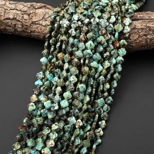 ลูกปัดรูปใบโคลเวอร์สี่แฉกนำโชค ทำจากหินเทอร์ควอยซ์แอฟริกันธรรมชาติ แกะสลักอย่างประณีต สำหรับทำเครื่องประดับ - Product Image 2