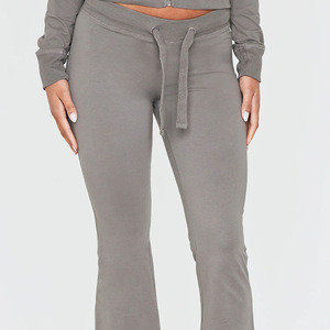 Conjunto Deportivo de 2 Piezas para Mujer, 100% Algodón, Gris Personalizado, 300 g/m², Sudadera con Cierre y Pantalones, Corte Ajustado, para Fitness y Running - Product Image 4