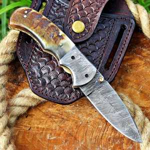 Couteau pliant artisanal en acier Damas forgé de qualité industrielle UA Supplies, avec verrouillage Liner Lock, pour la chasse, EDC, OEM, ODM, personnalisable - Product Image 2