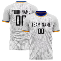 Maillot de football/soccer personnalisé en gros, respirant, 100 % polyester, léger, séchage rapide, manches courtes, couleurs/logos personnalisés