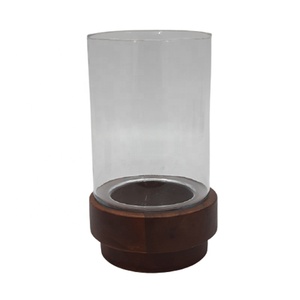 Verre et bois dernière conception porte-bougie décoratif pour la maison finition en bois de mangue poli rouge pour la décoration intérieure - Product Image 1