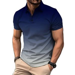 Polo con estampado 3D de degradado colorido para hombre, camisetas de manga corta con patrón de moda, camisetas de solapa informales de verano, camisetas de gran tamaño - Product Image 2