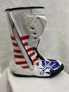 Botas de carreras con impresión personalizada estilo USA, botas hechas a medida con cierre de cremallera, botas de cuero a media pantorrilla - Product Image 3