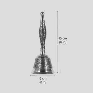Cloche à main en laiton Ghanti pour la prière hindoue, cloche de temple indienne, cloche de culte artisanale pour la maison et la salle de prière - Product Image 3