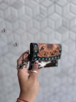 Dompet Koin Kulit Sapi Asli Gaya Barat, Ukiran Tangan Baru, Dompet Mini Multifungsi untuk Wanita, Hadiah Gaya Barat