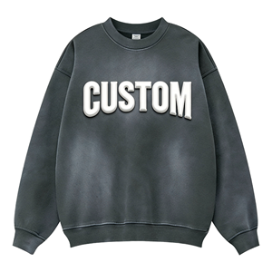 Sweat-shirt classique à col rond pour homme, impression en relief, lettres personnalisées sur le devant, 100% coton, tissu French Terry, style automne - Product Image 1