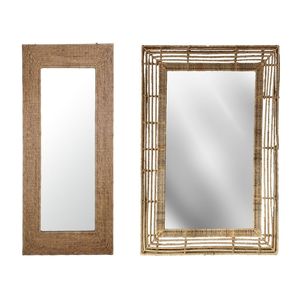 Espejo rectangular de mimbre para montar en la pared, espejo de paja de jacinto de agua para decoración de dormitorio - Product Image 4