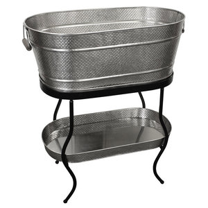 Hammered Aluminium Beverage Tub with <b>Stand</b> Metal Wine Ice Bucket Party <b>Drink</b> Chiller with Storage Shelf - Product Image 6