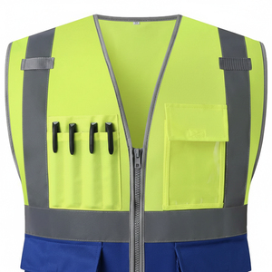 เสื้อกั๊กนิรภัยสะท้อนแสงสองสี โพลีเอสเตอร์ ระบายอากาศได้ดี ป้องกันรอยยับ ป้องกันการหดตัว มีหลายกระเป๋า ไซส์ใหญ่ สำหรับผู้ชาย - Product Image 3