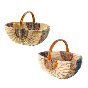 Cesta de Mimbre Natural Personalizable para Picnic, Almacenamiento de Alimentos, Compras y Organización del Hogar - Product Image 1