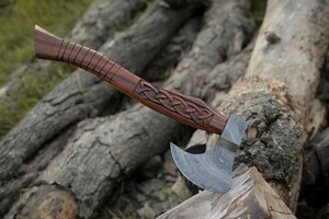 Odin Viking <b>axe</b> collectible Damascus steel blade <b>axe</b> Engraved <b>wooden</b> handle <b>axe</b> Authentic Norse style <b>axe</b> - Product Image 4