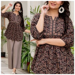 Colección de Kurtis y Túnicas Cortas de Algodón con Estampado Digital para Uso Diario e Informal, a Bajo Precio, para Mujer - Product Image 5