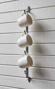 Metal Mug Hook Rack with White <b>Ceramic</b> Coffee Mugs Space Saving Vertical Hanging Design Minimalist Kitchen Organizer - Product Image 3