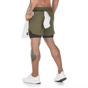 90% Polyester 10% Spandex Men's High Street Style <b>Mid</b> Waist Breathable Quick Dry Gym Running Beach Shorts with Pockets - Product Image 3