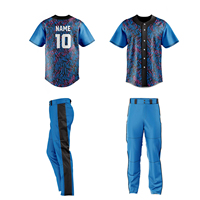 Seragam Bisbol Custom Sublimasi Pria, Jersey Lengan Pendek dan Celana, Bahan Polyester Anti Lembab, Cocok untuk Semua Musim