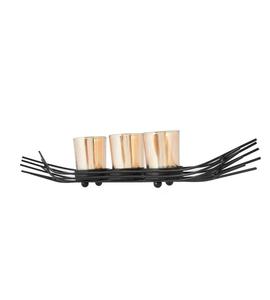 Support à bougies moderne en acier noir avec trois supports en verre dorés pour la décoration de la maison - Product Image 2