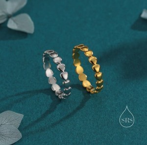 Anillo Infinito de Plata de Ley con Puntos, Anillo de Amistad, Anillo Delgado en Forma de Corazón, Anillo Apilable - Product Image 1