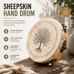 Tambourin en peau <span class=keywords><strong>de</strong></span> mouton KIRSTEN CT3 <span class=keywords><strong>de</strong></span> 10 pouces, tambour <span class=keywords><strong>à</strong></span> main professionnel en bois avec grelots en acier inoxydable pour performance musicale - Product Image 1